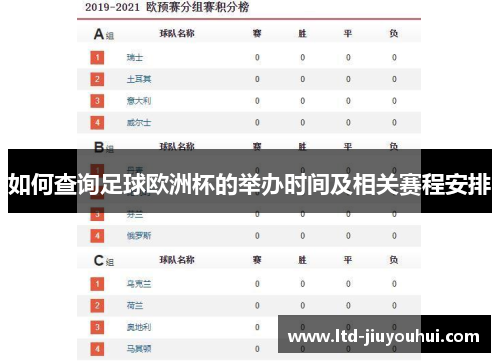 如何查询足球欧洲杯的举办时间及相关赛程安排